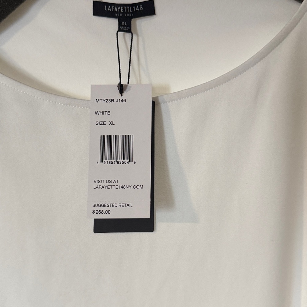 NWT -   Lafayette 148 New York White Long Sleeve Top - Picture 3 of 5